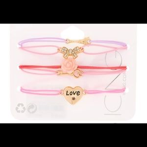 ROMANTIC PARIS LOVE STRETCH BRACELETS PINK, 5 PACK